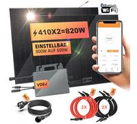 Panneau Solaire Plug and Play 800W, Panneau Solaire 1000w Complet, Kit Solaire Autoconsommation, Panneau Solaire 405W X2, Onduleur 600/800W X1, Câble de 5M X1, Surveillance WIFI.