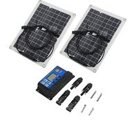 Panneau Solaire Portable 15W, Monocristallin, Étanche 280x380 mm - Conversion Élevée, Charge Rapide USB, Idéal Camping et Marine (Panneau solaire + contrôleur 20A)