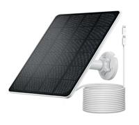 Panneau solaire pour caméra de sécurité, chargeur de panneau solaire USB 5 W compatible avec caméra à batterie rechargeable extérieure, prise USB C et micro USB, câble de 3 m, résistant aux