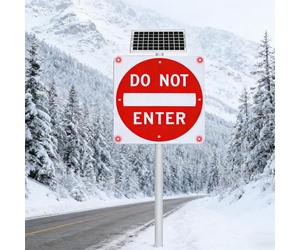 Panneau Solaire Sens Interdit, LED Signalisation Routière 30in（76cm）