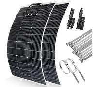 【Panneau Solaire Souple 240W 12V】DERUXI 2x120W Panneau Solaires Mono Kit:2Pcs Panneau Solaire Flexible 120W+Connecteur Solaire Y+12Pcs Collier Serrage Inox, PV Panneau pour Camping Bateau Balcon Yacht