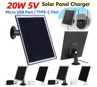 Panneau solaire suspendu 20W 5V, Port Micro USB et USB-C, chargeur de panneau solaire, panneau de charge solaire étanche IP65 pour caméra de sécurité Black Mirco USB