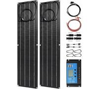 Panneau solaire ultra-mince de 300 watts, 2X 150W 12V-24V PET Kit de panneaux solaires flexibles avec contrôleur 40A, Panneaux solaires monocristallins flexibles, Convient à la famille, Caravane, Bate