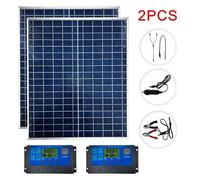 PANNEAU SOLAIRE - WOODOURS - Kit batterie externe panneau solaire 1000W 12V, contrôleur 100A,maison,camping,RV,2pcs + 2 contrôleurs