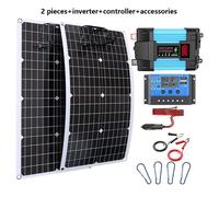 PANNEAU SOLAIRE - WOODOURS - Kit panneaux solaires 2000W 12V, onduleur 4000W, système complet maison extérieur, bleu 110V