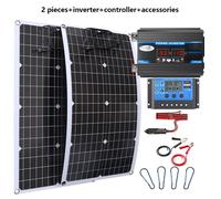 PANNEAU SOLAIRE - WOODOURS - Kit panneaux solaires 2000W 12V, onduleur 4000W, système complet maison extérieur, noir 110V