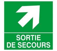 PANNEAU SORTIE DE SECOURS FLECHE EN HAUT A DROITE 200X200MM TALIAPLAST - 628408