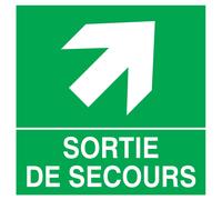 PANNEAU SORTIE DE SECOURS FLECHE EN HAUT A DROITE 200X200MM TALIAPLAST - 728408