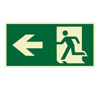 Panneau Sortie de Secours Flèche Gauche 300x150mm - Signalisation Évacuation ISO 7010 E001, Pictogramme Issue de Secours, Voie d'Évacuation, Signalétique Sécurité Incendie pour Entreprise et ERP