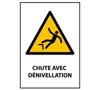 Panneau standardisé - Chute avec dénivellation - W008 - ISO 7010 - PVC dos adhésif - A3