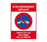 Panneau Stationnement Gênant Pvc 1 Mm - 150 X 210 Mm Signalisation Rectangulaire Prépercée Avec Kit De Fixation Fabrication Française