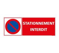 Panneau - Stationnement Interdit Horizontal - Plastique Rigide PVC 1,5 mm - Dimensions 350 x 125 mm - Protection Anti-UV