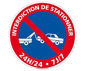 Panneau stationnement interdit PVC 1,5 mm. Disque interdiction de stationner rouge et bleu. Panneau signalisation d'interdiction - Diamètre 350 mm -