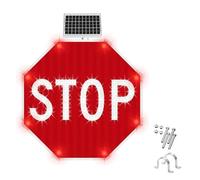 Panneau Stop avec Lumières LED 60 cm/76 cm, Panneau Octogonal Aluminium, panneau Stop pour Sécurité Routière, Collectivités et Éclairage Public Solaire Écologique, Sécurité Piétons École (60x60cm)