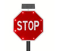 Panneau Stop Clignotant LED Solaire 60 cm/80 cm, Panneau Octogonal en Aluminium Ultra-Lumineux, Panneau D'avertissement Routier Réfléchissant Et étanche pour Autoroutes Et Rues 32in