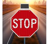 Panneau Stop LED Solaire 60 cm/76 cm Clignotant - Signalisation Routière LED Octogonale en Aluminium - Panneau Stop Rétroéclairé Autonome Solaire pour Routes Municipales, Autoroutes (76x76cm)