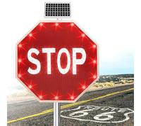 Panneau STOP Lumineux À LED Solaire 24" 30" Panneau D'arrêt Octogonal Panneau Stop Clignotant À Énergie Solaire, Panneau De Signalisation Routière, Panneau Stop Trottoir Interdiction De Stationner