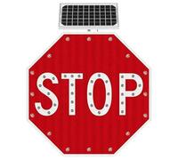 Panneau Stop Solaire 60 cm/76 cm à LED Clignotantes - Installation Facile Sans Fil, Résistant au Vent, Panneau Stop Lumineux Extérieur pour Rues de Ville et Sécurité Piétons École (60x60cm)