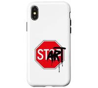 Panneau Stop Start Art Design Architecture Mode Cool Geek Coque pour iPhone X/XS