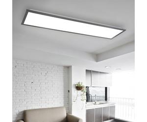 Panneau structure en aluminium plafonnier de forme rectangulaire blanc graphite plafonnier ultra-plat très lumineux, LED 24 watt 1500 lumens 3000K blanc chaud, LxlxH 80x20x7,5cm, couloir bureau
