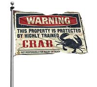 Panneau « Stuff For Your Room Warning This Property Is Protected By A Highly Trained Crab Flag » pour chambre à coucher, porche (60 x 90 cm)