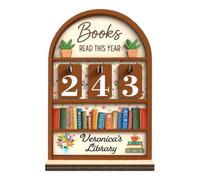 Panneau Suivi de Lecture Support décoratif en bois numéroté pour étagère | Suivi Livres Avec Numéro Pour Membre Club Bouquins Lecteurs Étudiant Prof Écrivain Bibliothèque Affiche Objectif Lecture Brun