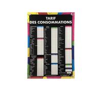 Panneau "TARIF DES CONSOMMATIONS" moderne format A1 avec fixation ventouses
