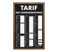 Panneau "TARIF DES CONSOMMATIONS" traditionnel dimensions 60 x 40 cm