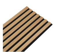 Panneau tasseaux bois 120 x 30 x 1cm DECOON - Lamelles chêne doré véritable fond noir - 0,36m²