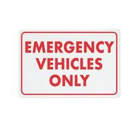Panneau texte « Emergency Vehicles Only » - 30,5 x 20,3 cm - En aluminium - Résistant aux intempéries - Pour intérieur ou extérieur