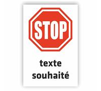 Panneau - TEXTE SOUHAITÉ - 80x60cm - PVC - STOP - ARRÊT - texte personnalisé - plaque de rue - plaque nominative - numéro de maison - garage, hôtel, place de stationnement, école