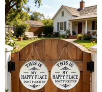 Panneau « This Is My Happy Place Don't F It Up Ruin », Décoration Murale Ronde De Jardin, Art Extérieur De Ferme, Ornement De Cour Fantaisiste, For Intérieur Et Extérieur(8 * 8in-2)