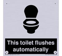 Panneau « This toilet flushes automatically » - 85 x 85 mm - S85
