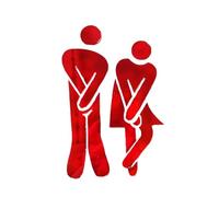 Panneau toilettes 2 pièces panneau de toilette 3D WC homme femmes décor autocollant mural amovible affiche miroir Surface décalcomanie bricolage porte d'entrée(Type B red)