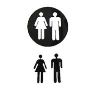 Panneau toilettes 2 pièces panneau de toilette 3D WC homme femmes décor autocollant mural amovible affiche miroir Surface décalcomanie bricolage porte d'entrée(Type A black)