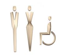 panneau toilettes, Panneau de toilettes for hommes et femmes, panneau géométrique en aluminium brossé, panneau de cabine d'essayage, panneau d'accessibilité ChannelSign(Gold)