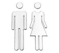 Panneau toilettes Plaque de signalisation toilette 3D, étiquette murale porte salle lavage, autocollant, support WC, panneau, décoration artistique d'hôtel et maison(Silver)