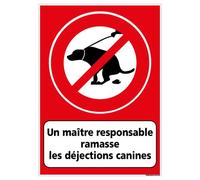 Panneau Un Maître Responsable Ramasse Les Déjéctions Canines - Protection Anti-UV - Dimensions 210x300 mm - Plastique Rigide PVC 1,5 mm