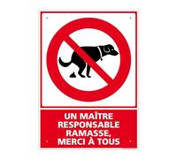 Panneau Un Maître Responsable Ramasse, Merci À Tous Pvc 1 Mm - 210 X 300 Mm Signalisation Rectangulaire Prépercée Avec Kit De Fixation Fabrication Française