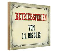 Panneau vacances d'entreprise - Style vintage - Idéal pour les magasins et les bureaux - Du 1.1 au 31.12 - Bois robuste - 40 cm x 30 cm