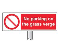 Panneau verge - No parking on the grass verge 450 x 150 mm (poteau 800 mm)