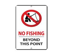 Panneau vertical en aluminium - Plusieurs tailles - Inscription « No Fishing Beyond This Point » - Parcs d'activités avec bordure - Résistant aux intempéries - 22,9 x 30,5