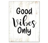 Panneau vertical en bois pour mur « Good Vibes Only » - Décoration murale en bois à suspendre pour maison, ferme, salon - 30,5 x 40,6 cm