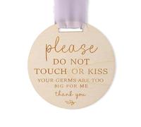 Panneau Veuillez ne Pas Toucher ou Embrasser le Bébé, en Bois Please Do Not Touch or Kiss Baby Sign pour Siège Auto Étiquette pour Poussette avec Ruban pour Nouveau-Né