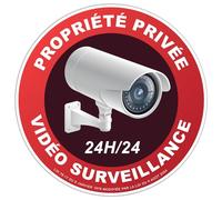 Panneau Vidéo Surveillance Propriété Privée - Rigide et Rond - Diamètre 190 mm - Epaisseur 1.2 mm | Fabriqué en France | Panneaux de sécurité