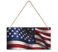 Panneau vintage à suspendre en bois - 24 x 12 cm - Drapeau des États-Unis - Décoration murale en bois rustique - Plaque murale de ferme pour cadeau, salon, chambre à coucher, café