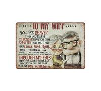 Panneau vintage amusant en métal « To My Wife You Are Braver Than You Believe » pour cuisine, jardin, garage, salle de bain, décoration murale, cadeau de Saint-Valentin 140 x 200 mm