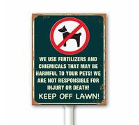 Panneau vintage amusant « Keep Off Lawn » « No Pooping » pour cour avec piquet 18 x 22 cm « Pick Up After Your Dog Be A Good Neigbor » Plaque en aluminium robuste pour pelouse, jardin, pelouse