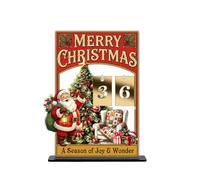 Panneau vintage en acrylique avec inscription « Santa Countdown To | Compte à rebours du Père Noël pour amis, adultes, étudiants, fête de famille, fête d'entrée, bar