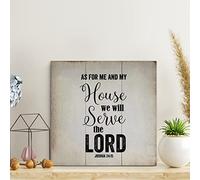 Panneau vintage en bois avec verset de la Bible « As for Me And My House We Will Serve The Lord » - Décoration murale rustique pour maison, homme, grotte, portail, jardin, bars, cafés, 25,4 x 25,4 cm